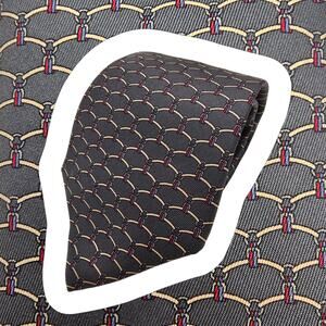 Saks Fifth Avenue Gray Medallion Tie Silk Mens USA 58"